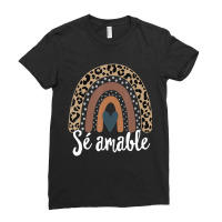 S?? Amable Spanish Bilingual Teacher Be Kind Boho Rainbow Ladies Fitted T-shirt | Artistshot