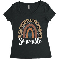 S?? Amable Spanish Bilingual Teacher Be Kind Boho Rainbow Women's Triblend Scoop T-shirt | Artistshot