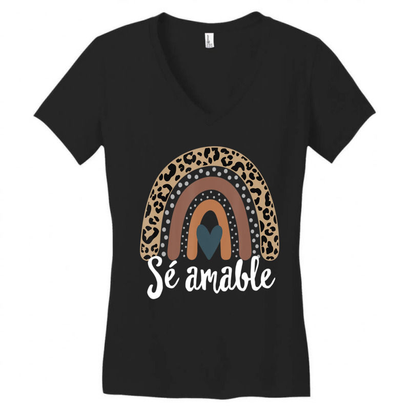 S?? Amable Spanish Bilingual Teacher Be Kind Boho Rainbow Women's V-Neck T-Shirt by cm-arts | Artistshot