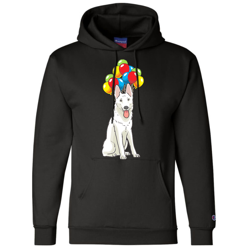 White Shepherd T  Shirt White Swiss Shepherd With Ballons Gift T  Shir Champion Hoodie | Artistshot