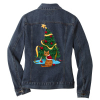 Christmas Kitty Ladies Denim Jacket | Artistshot