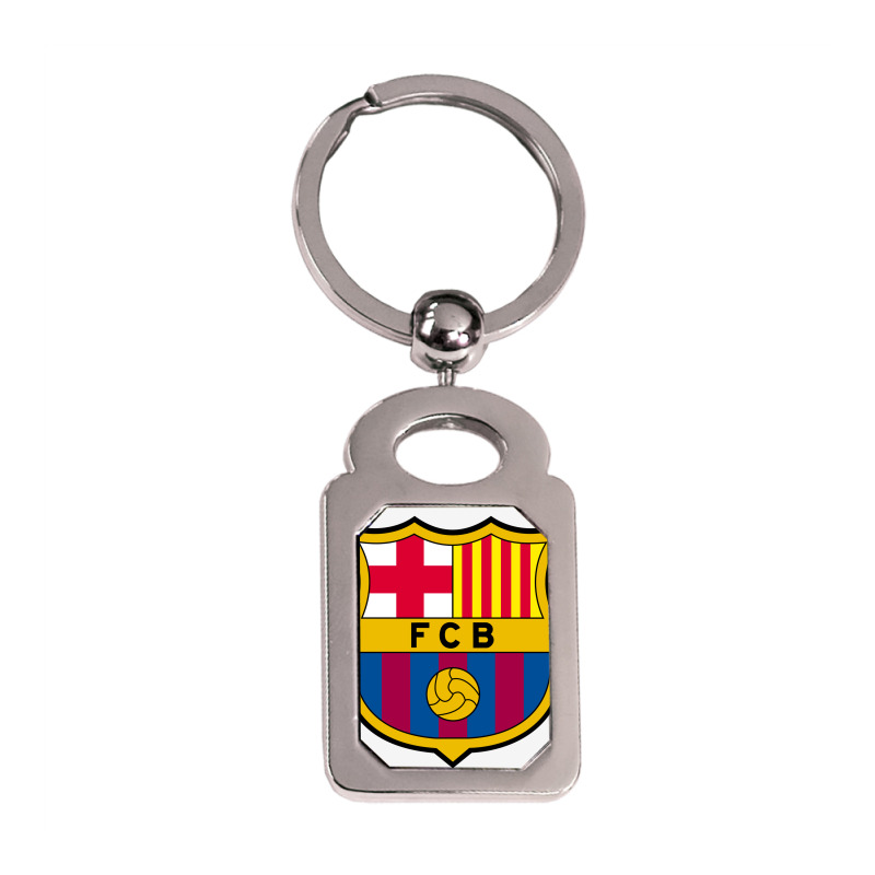 Fc #barcelona Silver Rectangle Keychain | Artistshot