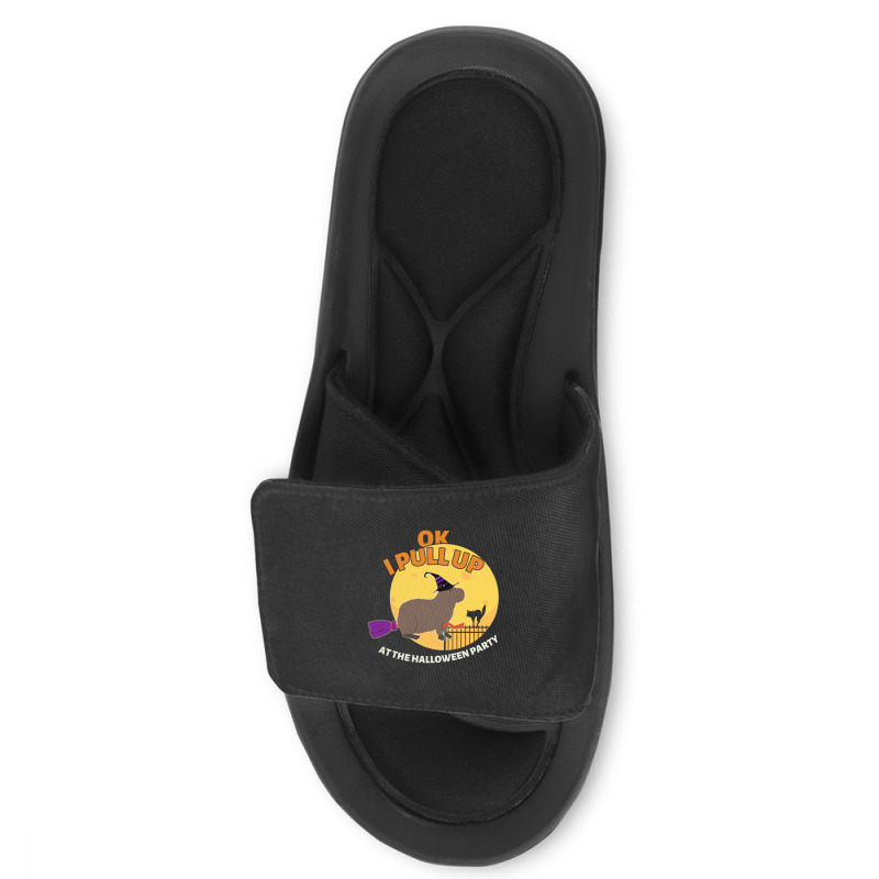 Ok I Pull Up At The Halloween Party Halloween Capybara Slide Sandal | Artistshot