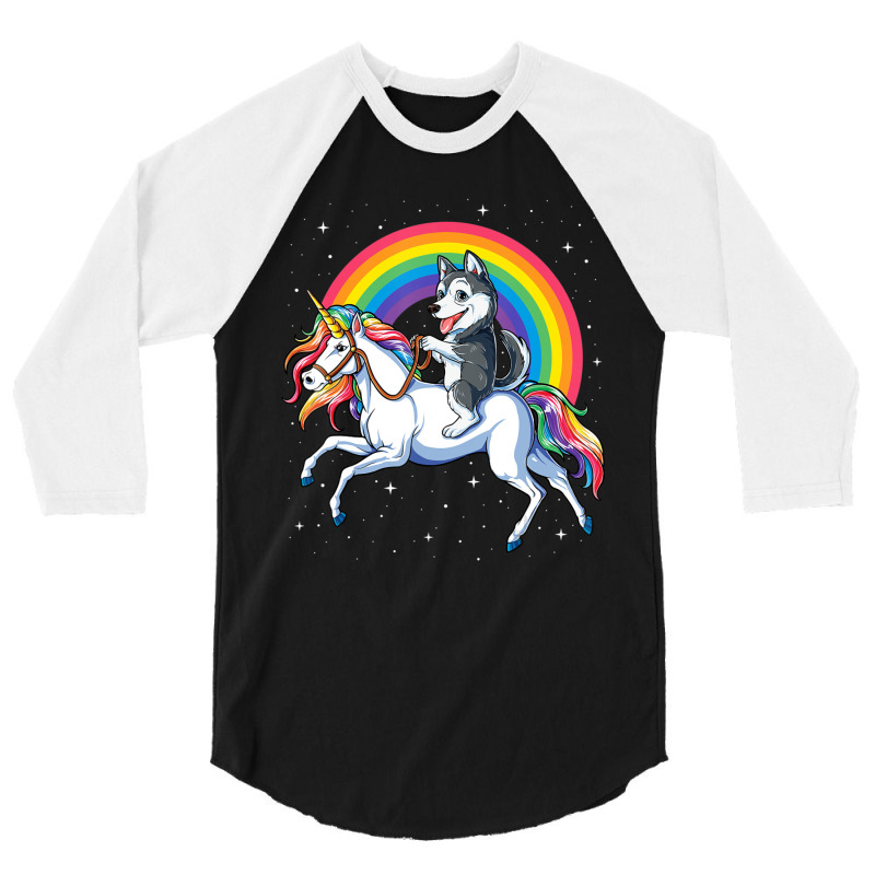 Siberian Husky Unicorn Girls Space Galaxy Rainbow 3/4 Sleeve Shirt | Artistshot