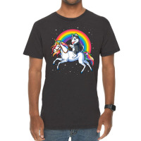 Siberian Husky Unicorn Girls Space Galaxy Rainbow Vintage T-shirt | Artistshot