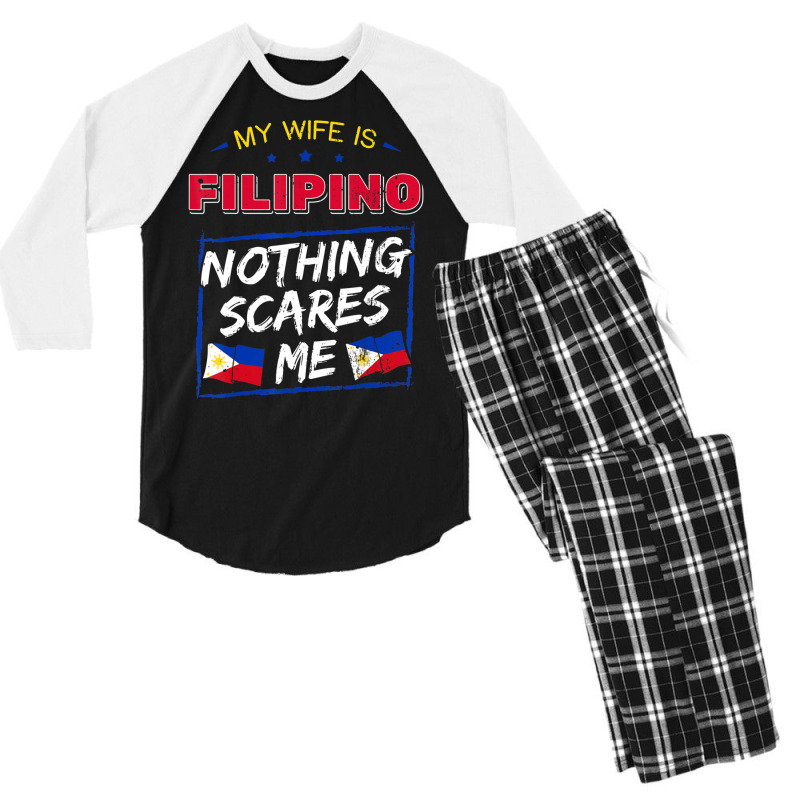 My Wife Is Filipino Republic Of The Philippines Roots Flag Men's 3/4 Sleeve Pajama Set by cm-arts | Artistshot