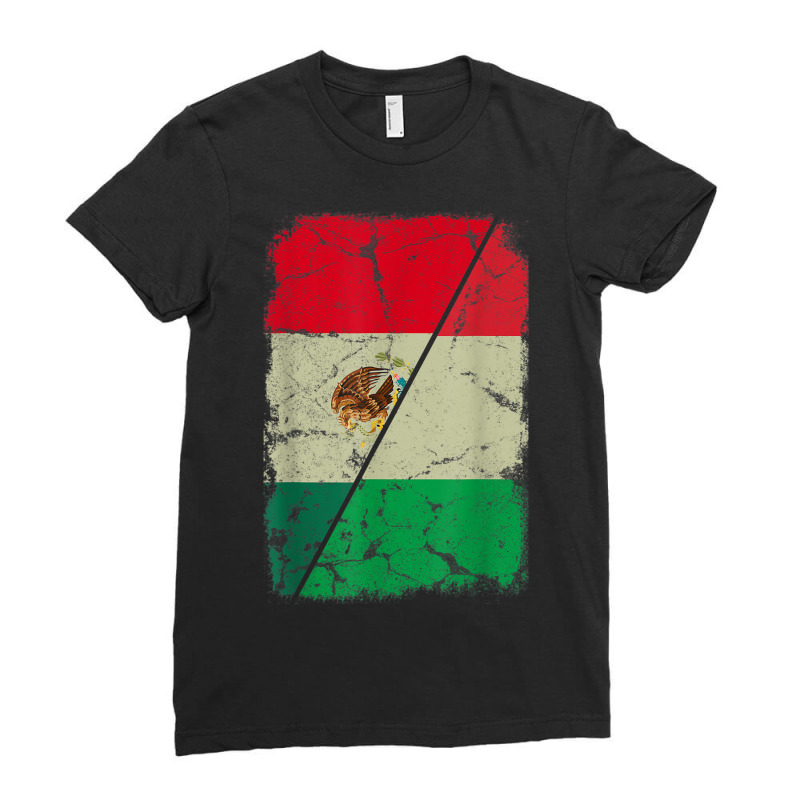 Italian And Mexican Flag Together Mixed Family Roots Ladies Fitted T-Shirt by Uniform | Artistshot