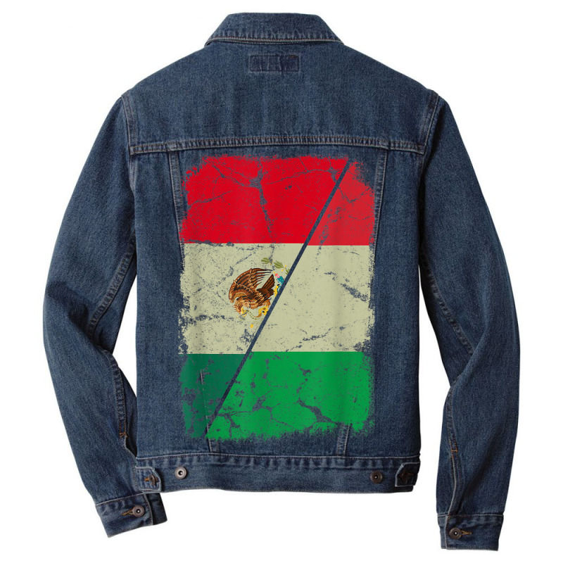 Italian And Mexican Flag Together Mixed Family Roots Men Denim Jacket by Uniform | Artistshot