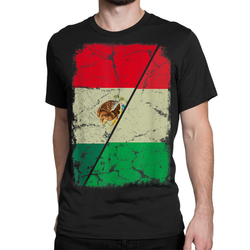 Italian And Mexican Flag Together Mixed Family Roots Classic T-shirt by Uniform | Artistshot