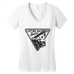 Emblem of crane machine rental organisation print stampst stamps Women's V-Neck T-Shirt | Artistshot