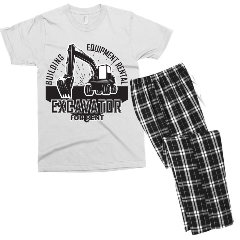 Emblem Of Excavator Or Building Machine Rental Organisationrganisation Men's T-shirt Pajama Set | Artistshot