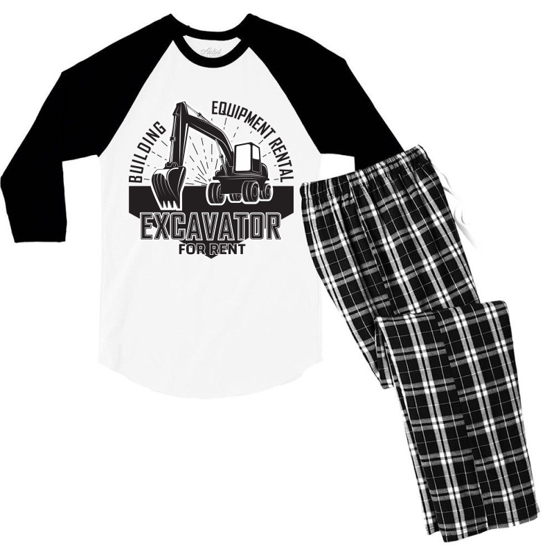 Emblem Of Excavator Or Building Machine Rental Organisationrganisation Men's 3/4 Sleeve Pajama Set | Artistshot