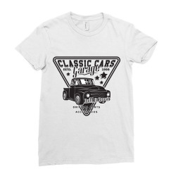 emblem of muscle car repair and service organisationtion 2 Ladies Fitted T-Shirt | Artistshot