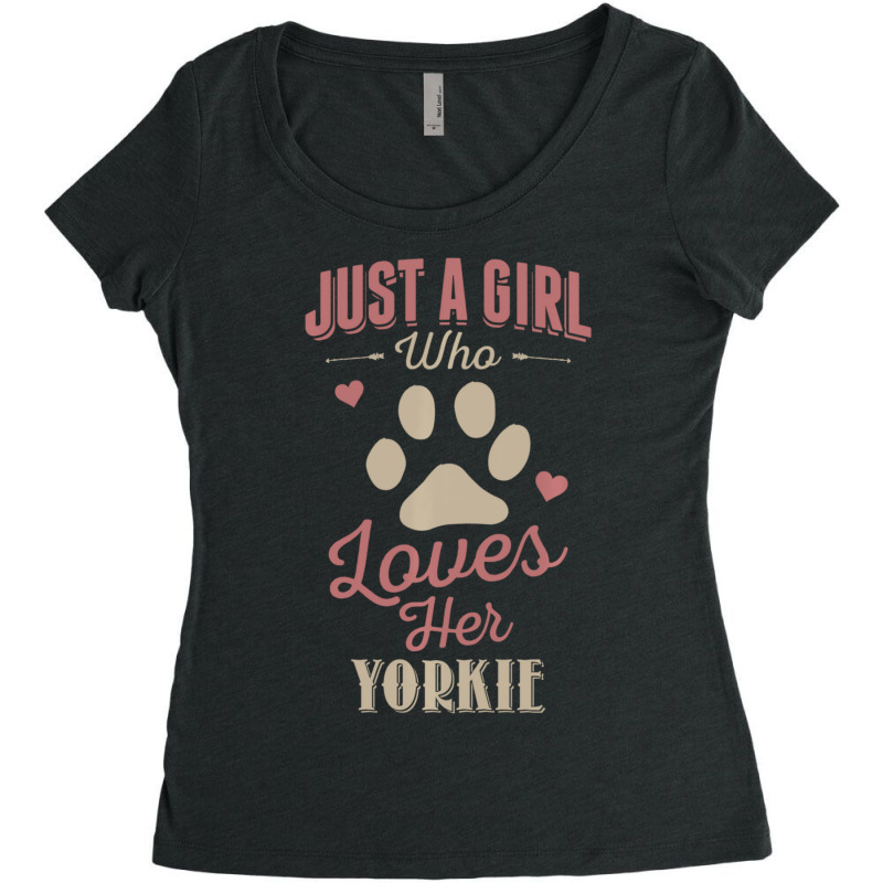 Just A Girl Who Loves Her Yorkie Dog Lover Women's Triblend Scoop T-shirt by huynhhuutrunghpa | Artistshot