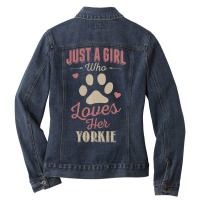 Just A Girl Who Loves Her Yorkie Dog Lover Ladies Denim Jacket | Artistshot