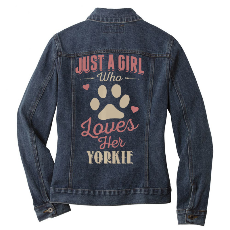 Just A Girl Who Loves Her Yorkie Dog Lover Ladies Denim Jacket by huynhhuutrunghpa | Artistshot