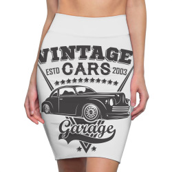Emblem of muscle car repair and service organisationtion Pencil Skirts | Artistshot