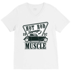 emblem of muscle car repair and service organizationtion (2) V-Neck Tee | Artistshot
