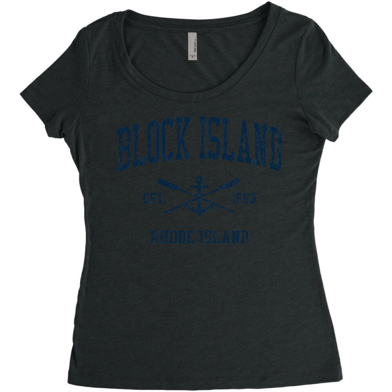 Block Island Ri Vintage Navy Crossed Oars & Boat Anchor Women's Triblend Scoop T-shirt by CUSER3772 | Artistshot