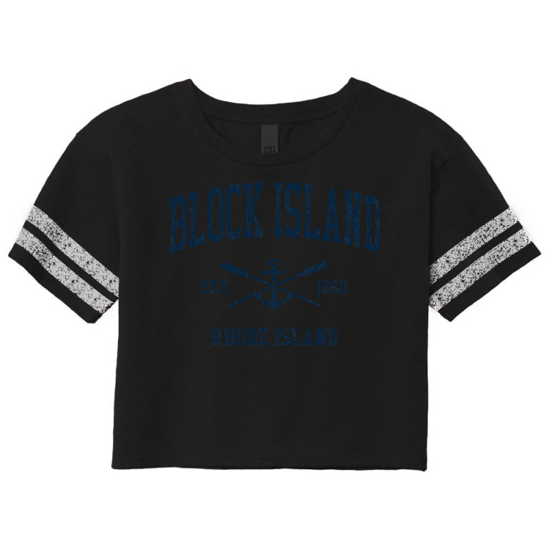 Block Island Ri Vintage Navy Crossed Oars & Boat Anchor Scorecard Crop Tee by CUSER3772 | Artistshot