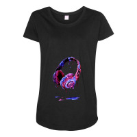 Melting Dj Headphones Music Producer Maternity Scoop Neck T-shirt | Artistshot