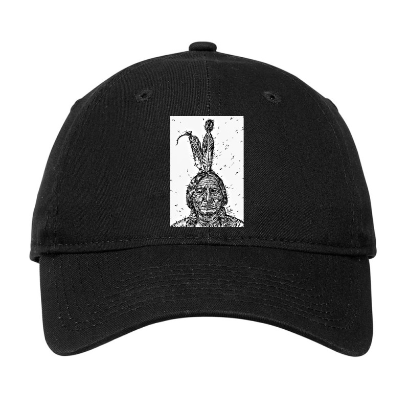 Sitting Bull Ink Portrait.2 Adjustable Cap | Artistshot