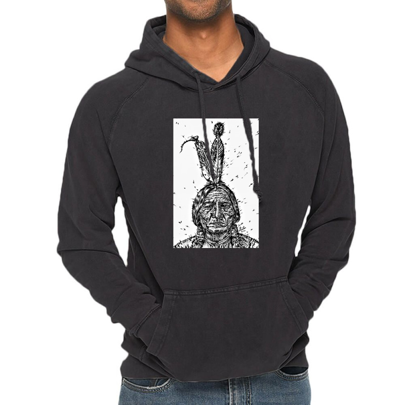 Sitting Bull Ink Portrait.2 Vintage Hoodie | Artistshot