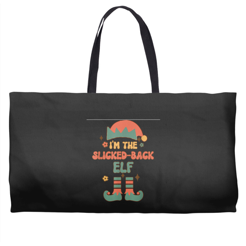 I'm The Slicked Back Elf Matching Team Squad Groovy Text Weekender Totes by Clinical | Artistshot