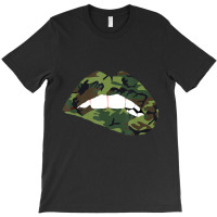 Camouflage Lips Mouth Military Kiss Me Biting Camo Kissing T-shirt | Artistshot