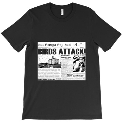 The Birds Newspaper   Alfred Hitchcock T-shirt Designed By Ceejayshammah