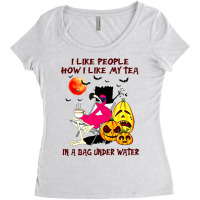 Flamingo Tropical Halloween Flamingo I Like People How I Like My Tea I Women's Triblend Scoop T-shirt | Artistshot