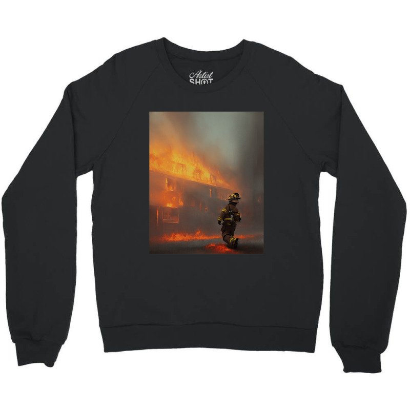 Firefighter At House Fire For Boyfriend Crewneck Sweatshirt | Artistshot