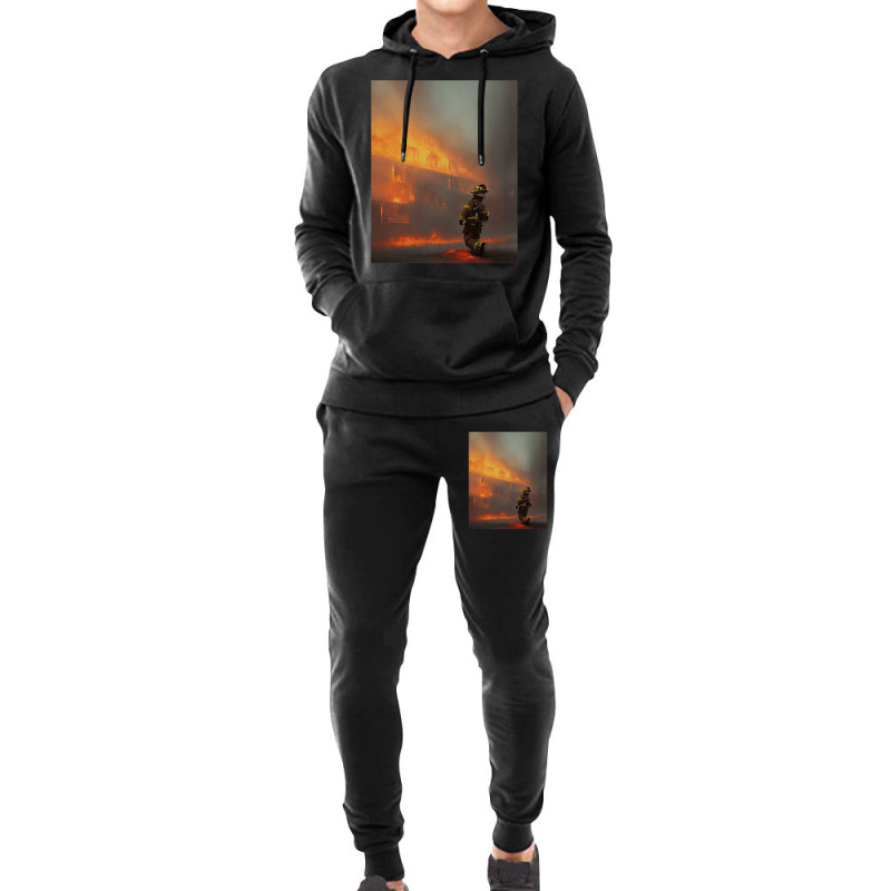 Firefighter At House Fire For Boyfriend Hoodie & Jogger Set | Artistshot