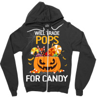 Will Trade Pops For Candy Funny Halloween Kids Boys Girls Zipper Hoodie | Artistshot