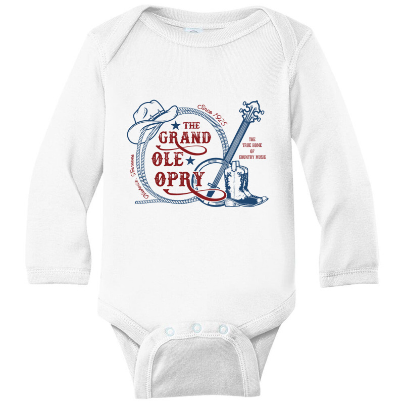 The Grand Ole Opry   The Home Of Country Music   Grand Ole Opry Long Sleeve Baby Bodysuit | Artistshot