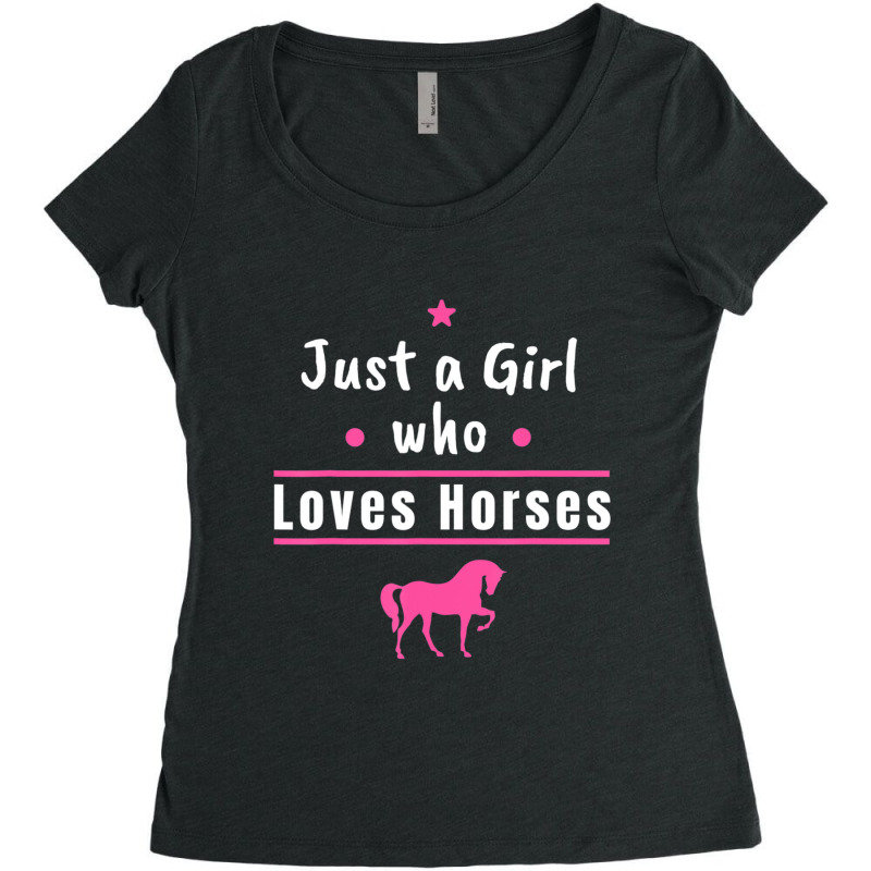 Just A Girl Who Loves Horses Adorable Horseback Riding Women's Triblend Scoop T-shirt by huynhhuutrunghpa | Artistshot