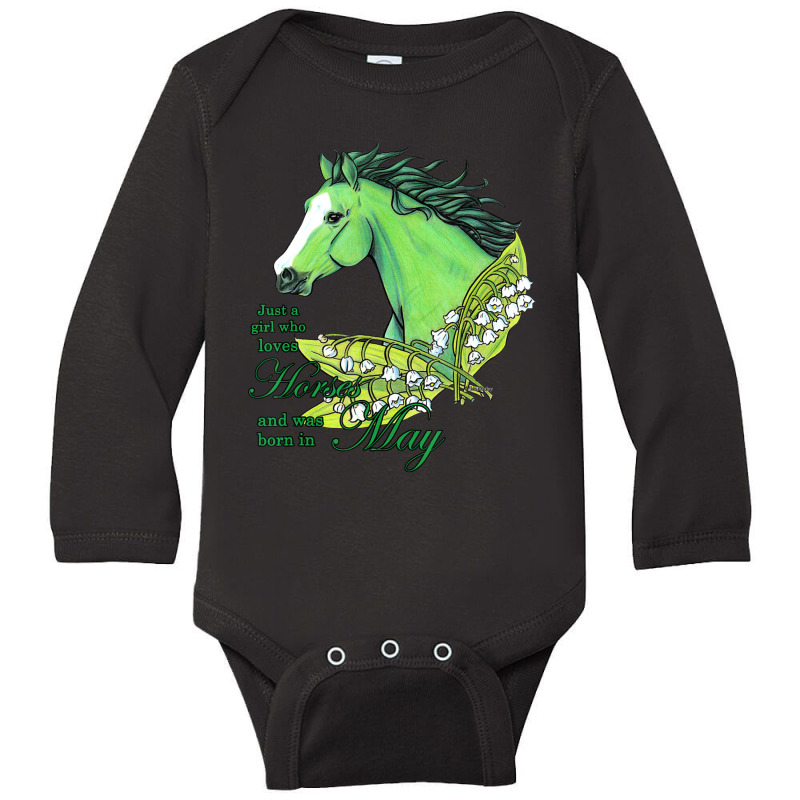 Just A Girl Who Loves Horses And Born In May Emerald Horse Long Sleeve Baby Bodysuit by huynhhuutrunghpa | Artistshot