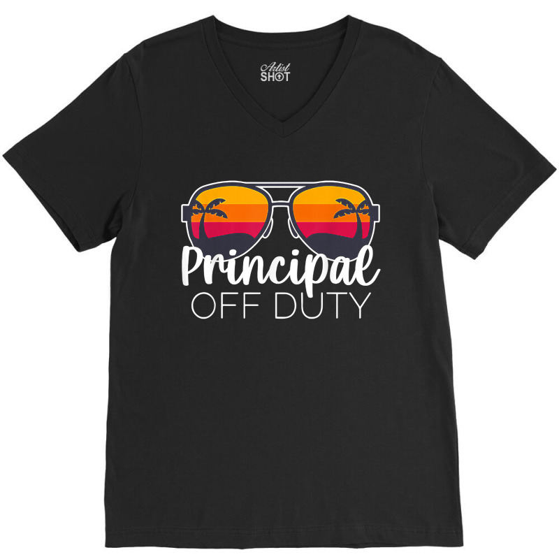 Principal Off Duty Sunglasses Beach Sunset V-Neck Tee by GretchenBourdeau | Artistshot