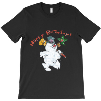 Frosty The Snowman, Happy Birthday! Distressed Frosty The Snowman T-shirt Designed By Pastellmagic