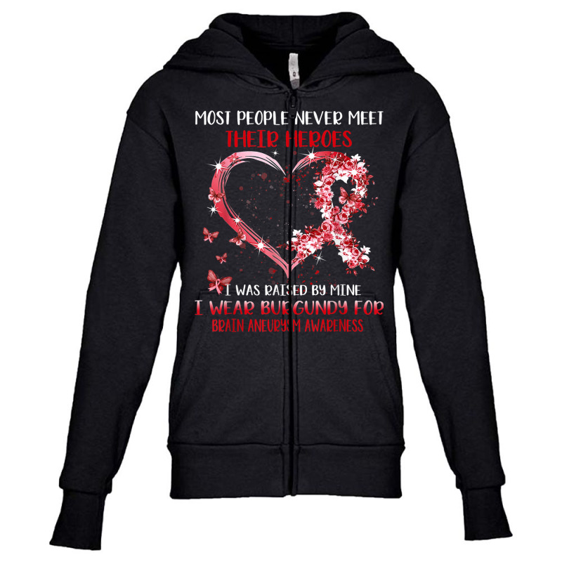 I Wear Burgundy For Someone Special Brain Aneurysm Awareness Youth Zipper Hoodie by August | Artistshot