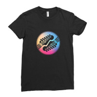 Electric Guitar Headstock Circle Gradient Theme 1 Ladies Fitted T-shirt | Artistshot