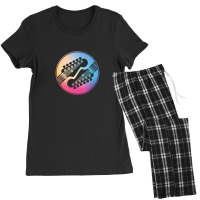 Electric Guitar Headstock Circle Gradient Theme 1 Women's Pajamas Set | Artistshot