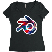 Blender (with White Outline) Women's Triblend Scoop T-shirt | Artistshot