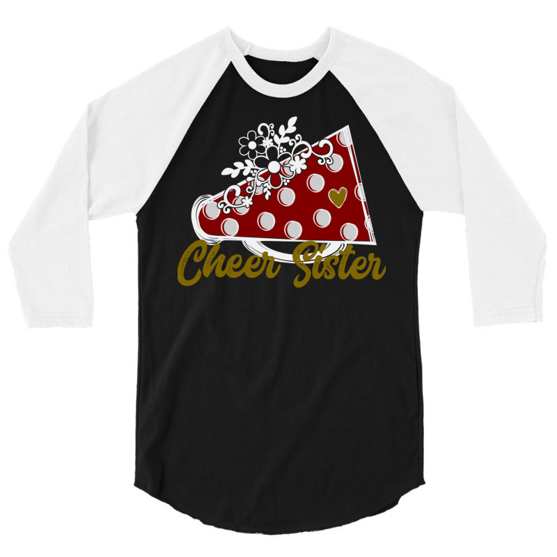 Cheer Sister Shirt, Maroon Megaphone Heart Flower Accent Pullover Hood 3/4 Sleeve Shirt by cm-arts | Artistshot