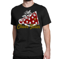 Cheer Sister Shirt, Maroon Megaphone Heart Flower Accent Pullover Hood Classic T-shirt | Artistshot