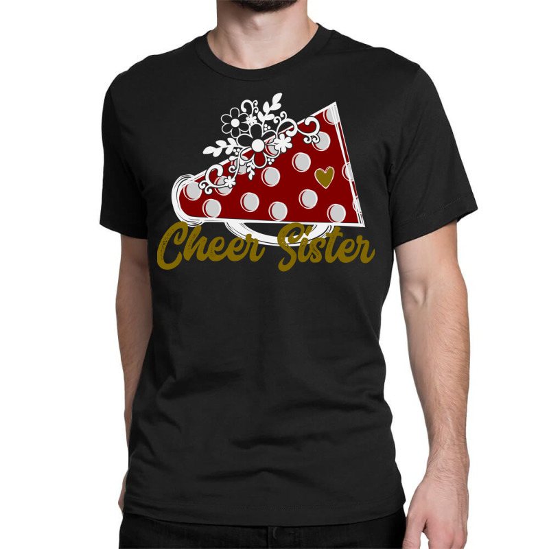 Cheer Sister Shirt, Maroon Megaphone Heart Flower Accent Pullover Hood Classic T-shirt by cm-arts | Artistshot