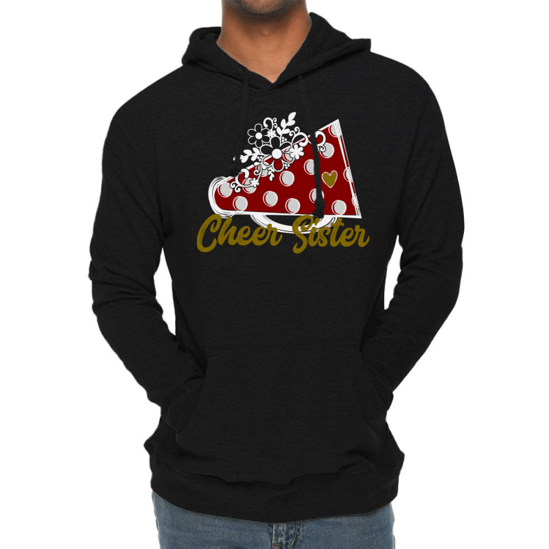 Cheer Sister Shirt, Maroon Megaphone Heart Flower Accent Pullover Hood Lightweight Hoodie by cm-arts | Artistshot