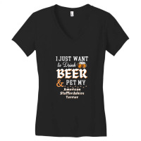 I Just Want To Drink Beer And Pet My American Staffordshire Terrier Women's V-neck T-shirt | Artistshot