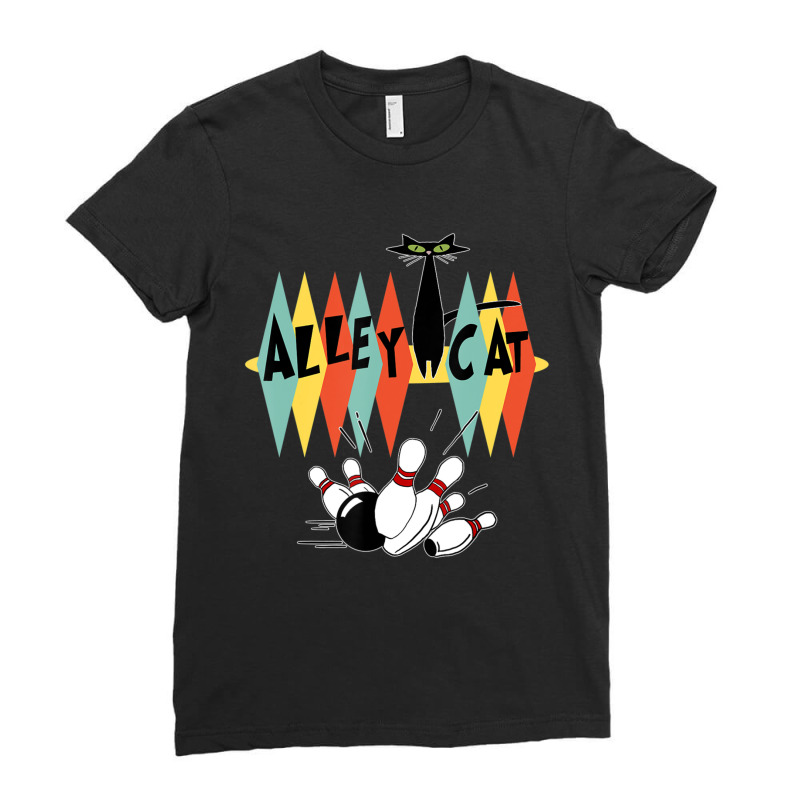 Retro Bowling Vintage Bowler Alley Cat Vintage Ladies Fitted T-Shirt by cm-arts | Artistshot