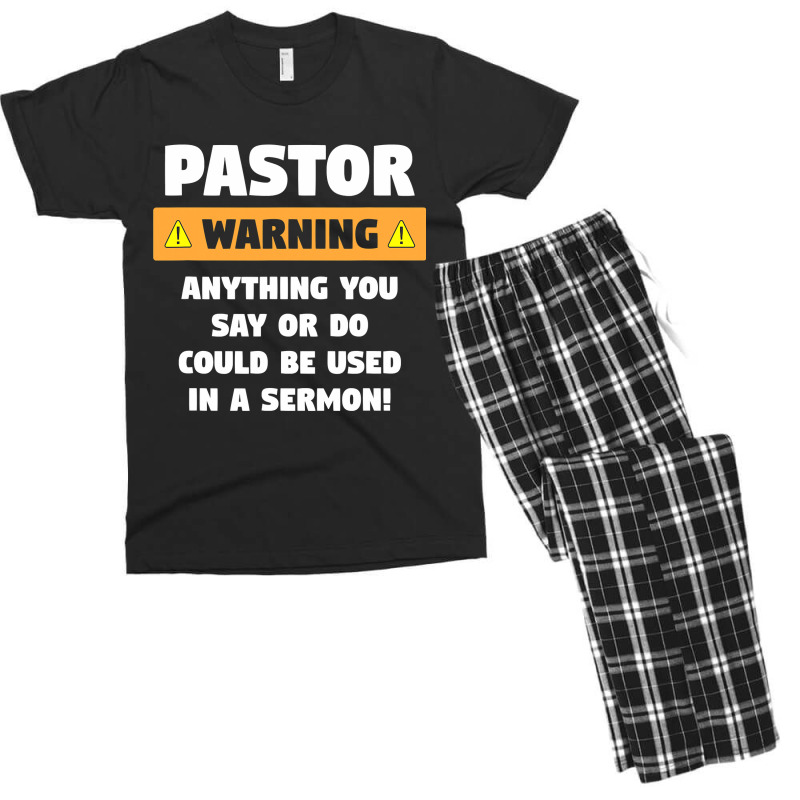 Mens Funny Pastor Warning Sermon Gift For A Pastor Men's T-shirt Pajama Set by home12 | Artistshot